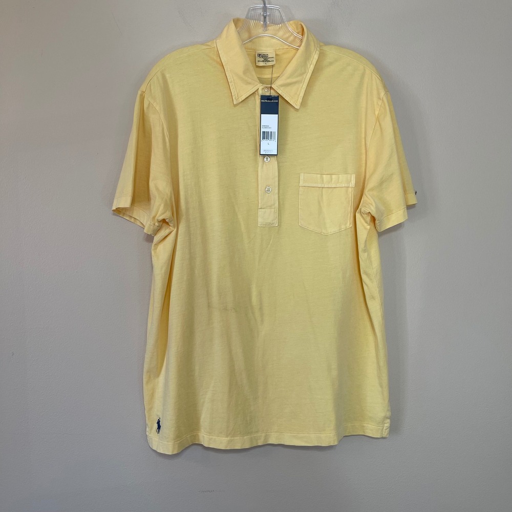NWT Polo Ralph Lauren Men's Large Yellow Short Sleeve Pocket Polo Shirt Pony‎